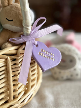 Handmade Personalised Leather Tags, Newborn Basket, Welcome Home Gift, Gift For Baby, Baby Hamper Tag