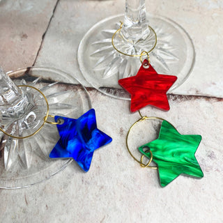 Marble Star Glass Charms set of 4