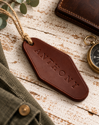 Personalised Leather Hamper Labels – Handmade Gift Basket Tags