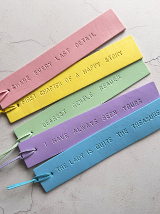 Pastel Personalised Hand Painted Leather Bookmark