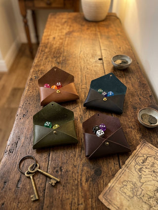 Hand Made Leather Games Night Gift Set-  Deck of Card and Dice Holder.