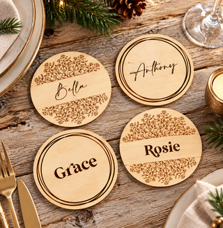 Wooden Personalised Coaster Place Setting