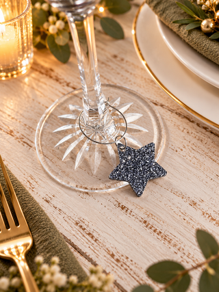 Set of 4 Glitter Wine Glass Charm, perfect for dinner parties