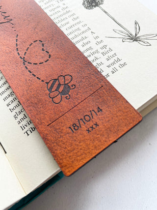 Personalised Leather Bookmark.