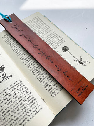 Father's Day Bookmark, in tan. 'Dad you've always been my hero'