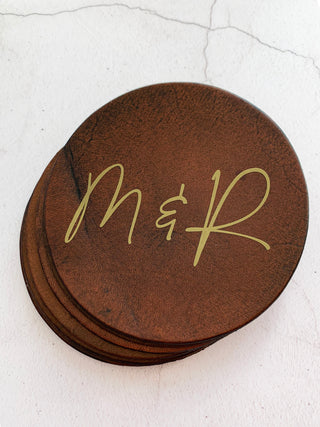 brown leather coaster, perfect anniversary gifts.