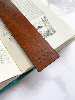 Personalised Leather Bookmark.