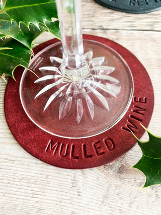 Perfect Christmas Gift, mulberry leather coaster.