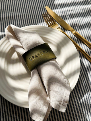 Personalised Leather Napkin Rings – Hand Stamped Table Decor, Custom Place Settings