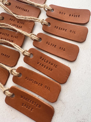 Mini Text Handmade Leather Pantry Labels