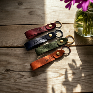 Stamped Personalised Loop Leather Keyring