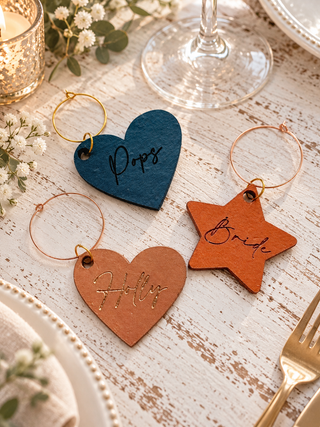 Christmas Leather Personalised Glass Charm.