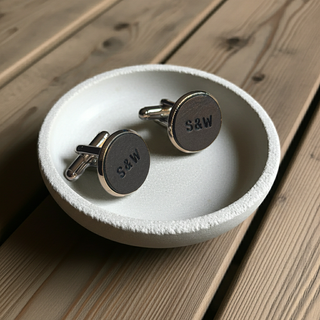 Navy Blue Personalised Leather Initial Cufflinks
