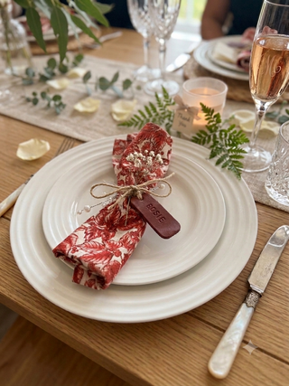 Large Text Wedding Favour Leather Place Settings