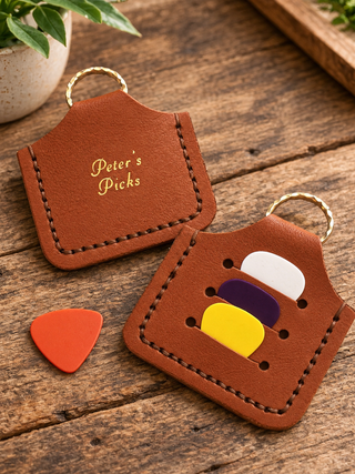 Black Personalised Plectrum Holder Keyring