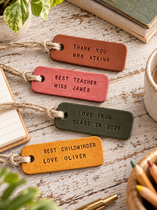Handmade Leather Teacher Present Gift Tag Labels