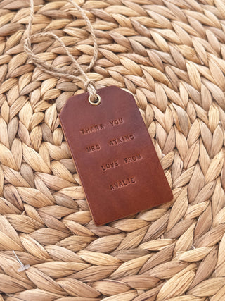Hand stamped Leather Tag Gift For Teacher