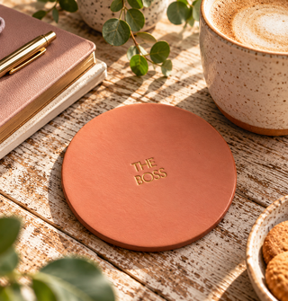 New Hand painted personalised leather coaster