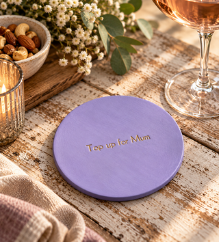 New Hand painted personalised leather coaster