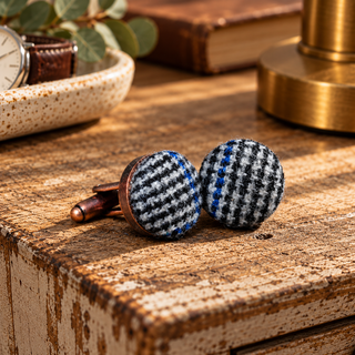 Small Grid Woollen Cufflinks