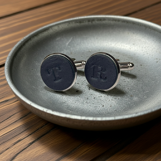 Tan Personalised Leather Single Initial Cufflinks