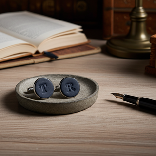 Tan Personalised Leather Single Initial Cufflinks