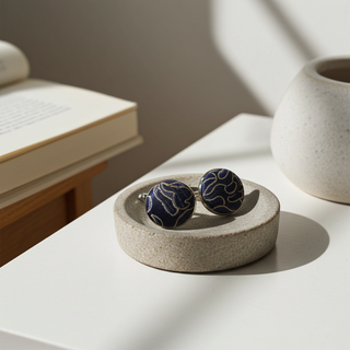 Rich Blue Japanese Kimono Silk Covered Cufflinks