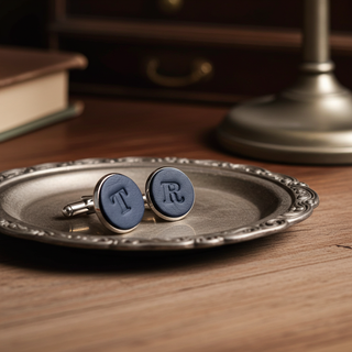 Tan Personalised Leather Single Initial Cufflinks