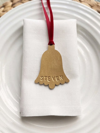 Hand Stamped Personalised Christmas Leather Place Setting