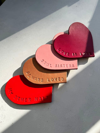 Leather Love Friendship Heart Coaster