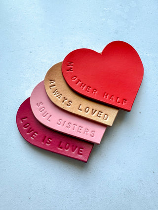 Leather Love Friendship Heart Coaster