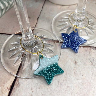 Set of 4 Glitter Glass Charm, perfect for dinner parties
