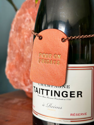Painted Leather Bottle Tag - Personalised gifts for the home - gifts for the bar - little extra gifts - Father’s Day gifts