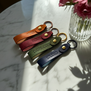 Stamped Personalised Loop Leather Keyring