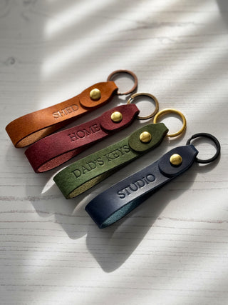 Stamped Personalised Loop Leather Keyring