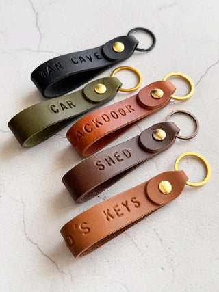 Custom Loop Key Rings Classic Personalised Loop Leather Keyring – Parkin and Lewis
