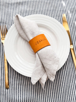 Personalised Leather Napkin Rings – Hand Stamped Table Decor, Custom Place Settings