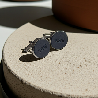 Tan Personalised Leather Initial Cufflinks