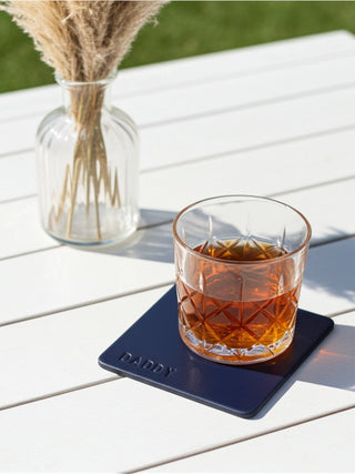 Square Personalised Hand stamped Leather Coaster