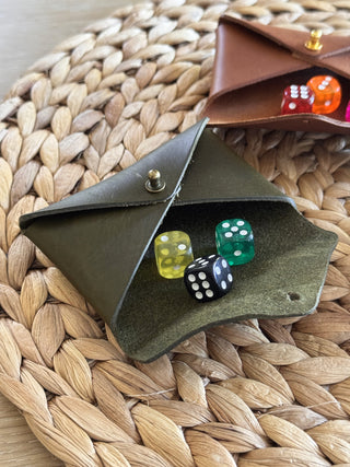 Hand Made Leather Games Night Gift Set-  Deck of Card and Dice Holder.
