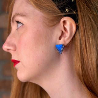 Sapphire Blue Triangle Earring
