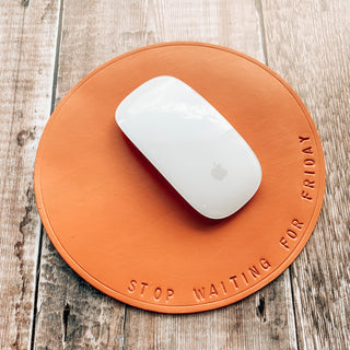 Handstamped Leather Mouse Mat