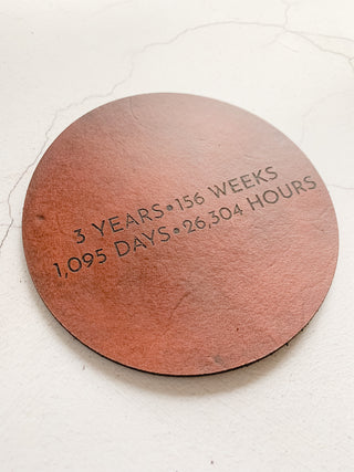 3rd wedding anniversary coasters in brown