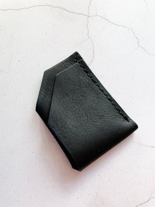 Black leather handmade wallet