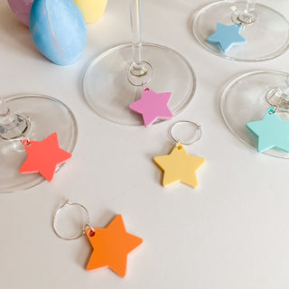 Pastel Star Glass Charms set of 6