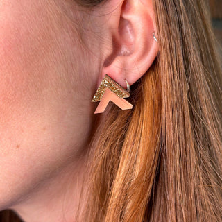 chevon earring with gold and blush detail.