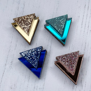 Art Deco inspired glitter triangle studs by Bright Smoke