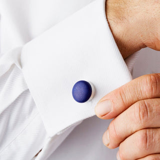 Electric Blue Leather Cufflinks, jewellery for him.