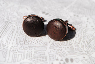 Chocolate Brown textured Leather Cufflinks