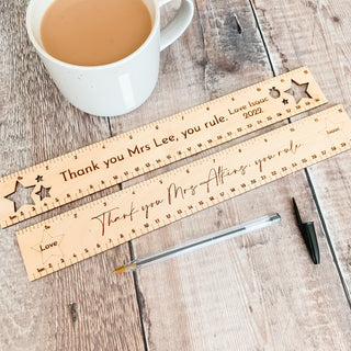 Wooden End of Term Teacher Ruler. Makes the ideal personalised gift for a teacher.